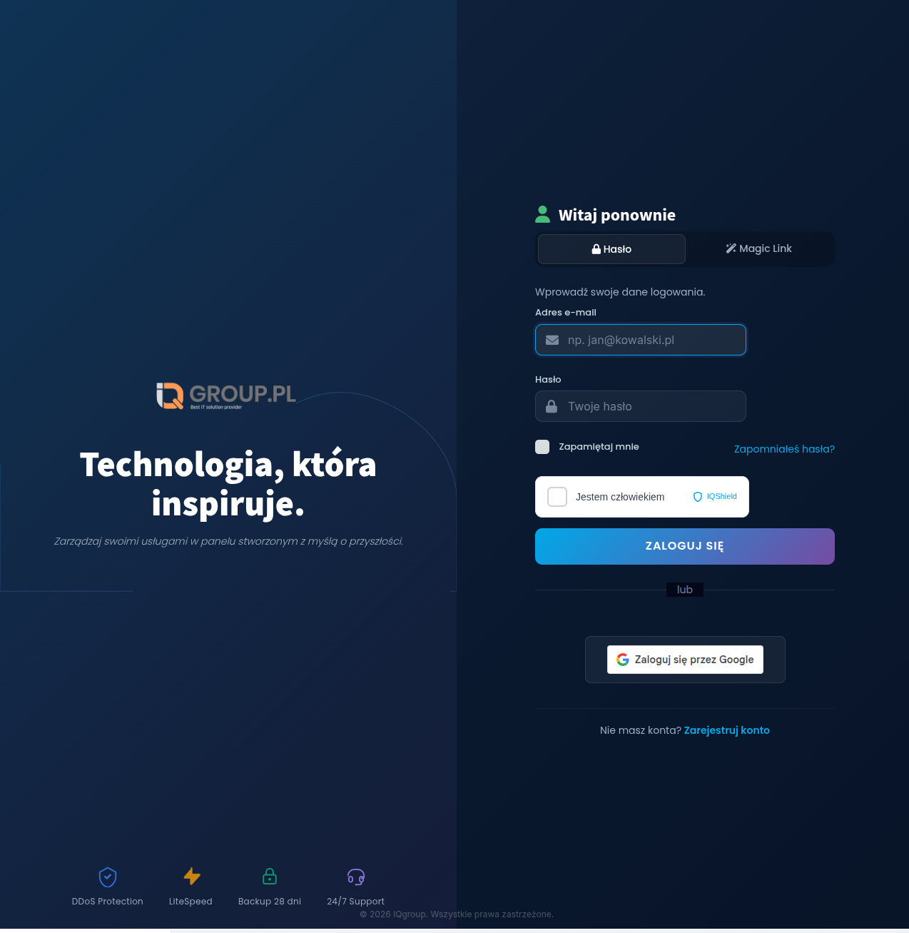 Strona logowania panel.iqgroup.pl